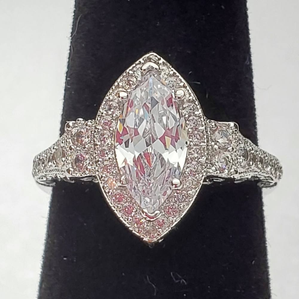 925 Silver Plated vintage Style Cocktail Ring - Picture 8 of 8